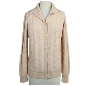 Loro Piana Baby Cashmere Cable Knit Cardigan Light Pink Size 10 / EU 44